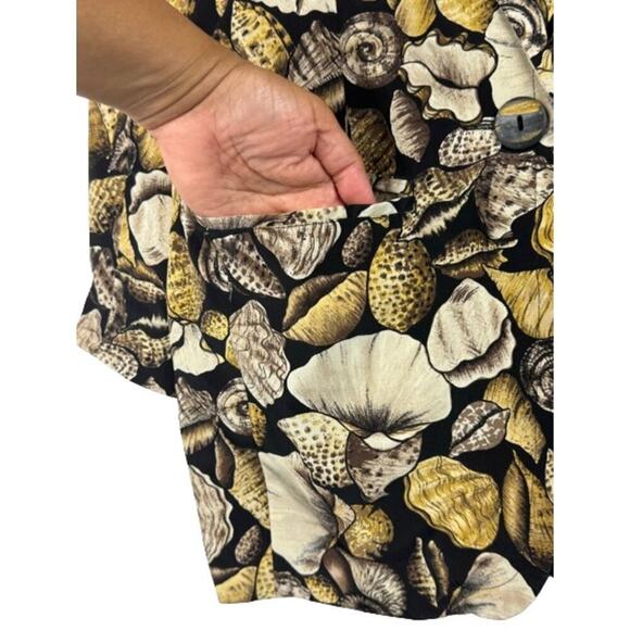 Sunny Leigh Vintage Silk Sea Shells Print Pockets Button Front Blazer Size Small - Picture 5 of 10
